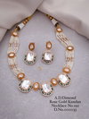 5 AD Designer Diamond Rose Gold Kundan Necklace Wholesale Price In Surat
